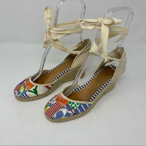 Coach Lace-up Patchwork Espadrilles- Size 7 - Picture 3 of 13